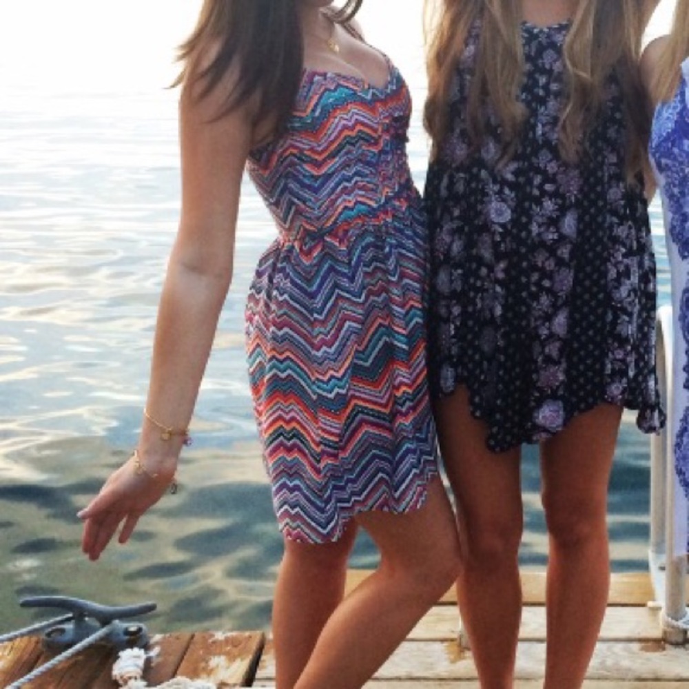 Colorful chevron roxy dress (left)